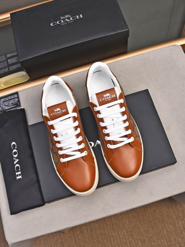 Coach Low-Top Monogram Sneakers in Brown and Beige - Image 2