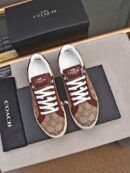 Coach Low-Top Monogram Sneakers in Brown and Beige