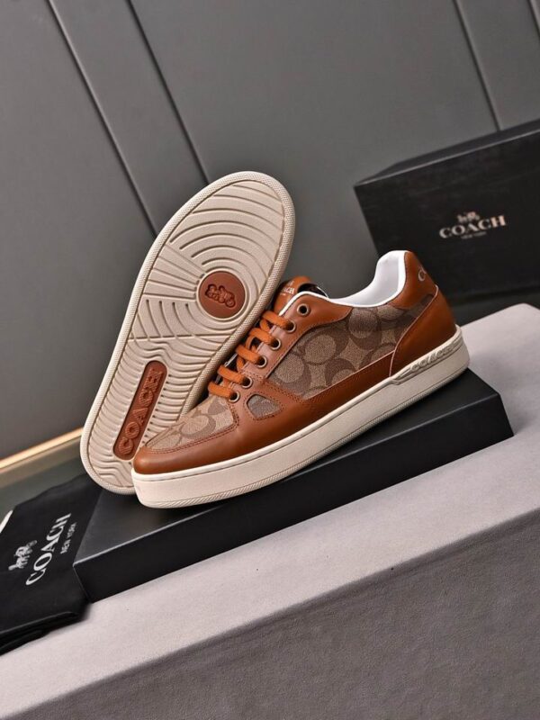 Coach Low-Top Monogram Sneakers in Brown and Beige - Image 5
