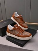 Coach Low-Top Monogram Sneakers in Brown and Beige