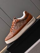 Coach Low-Top Monogram Sneakers in Brown and Beige