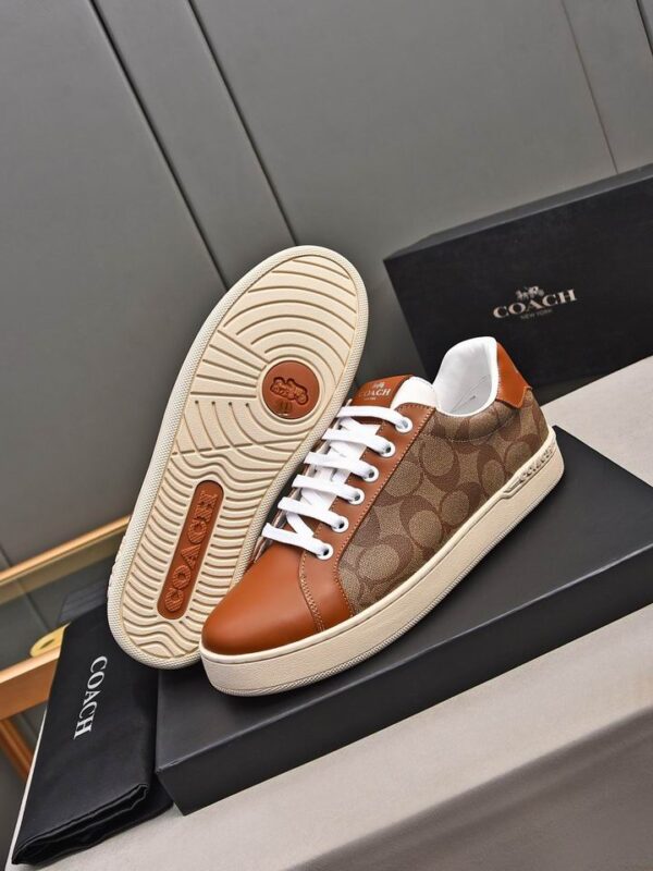 Coach Low-Top Monogram Sneakers in Brown and Beige - Image 6