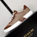 Coach Low-Top Monogram Sneakers in Brown and Beige