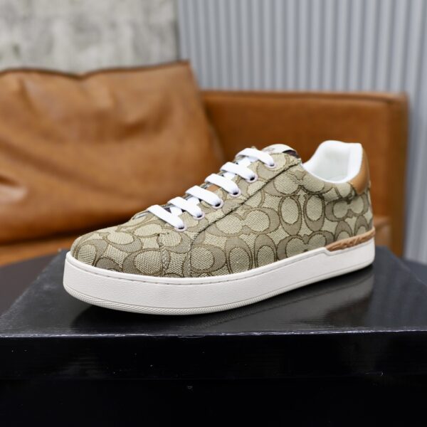 Coach Low-Top Monogram Sneakers in Brown and Beige