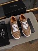 Coach Low-Top Monogram Sneakers in Brown and Beige