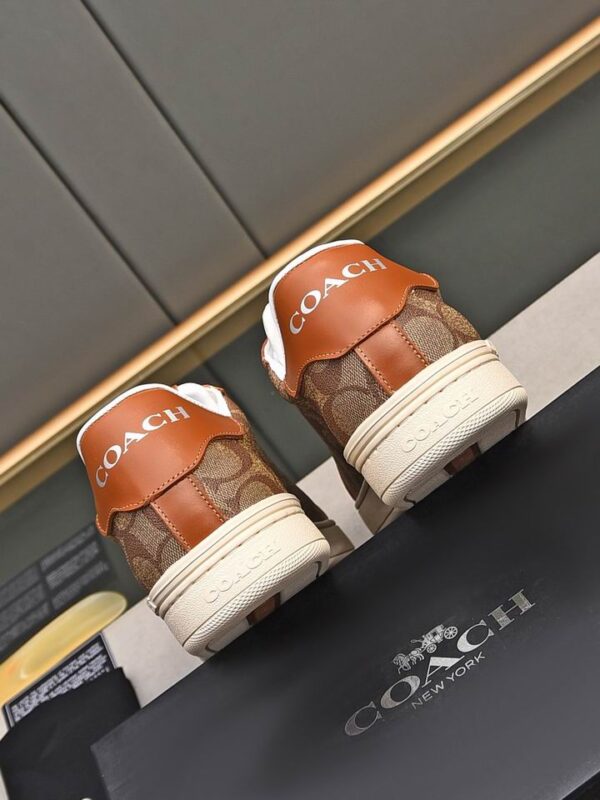 Coach Low-Top Monogram Sneakers in Brown and Beige - Image 5