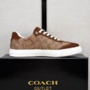 Coach Low-Top Monogram Sneakers in Brown and Beige