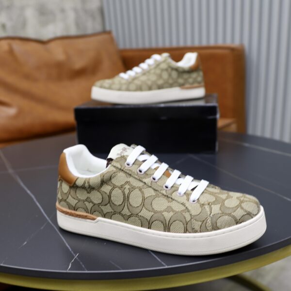 Coach Low-Top Monogram Sneakers in Brown and Beige - Image 4