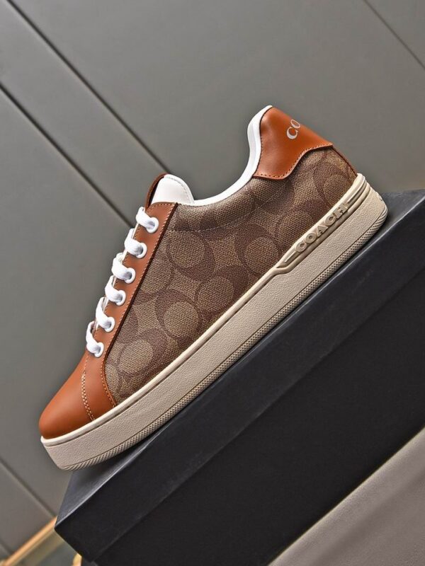 Coach Low-Top Monogram Sneakers in Brown and Beige