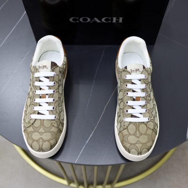 Coach Low-Top Monogram Sneakers in Brown and Beige - Image 2
