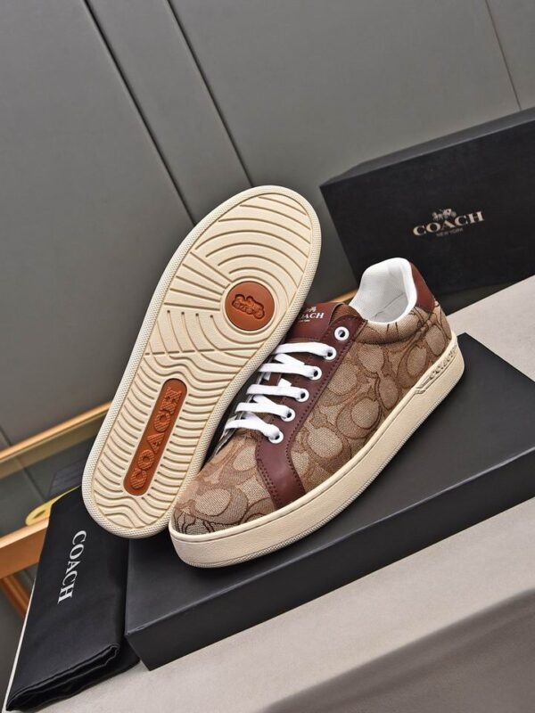 Coach Low-Top Monogram Sneakers in Brown and Beige - Image 6