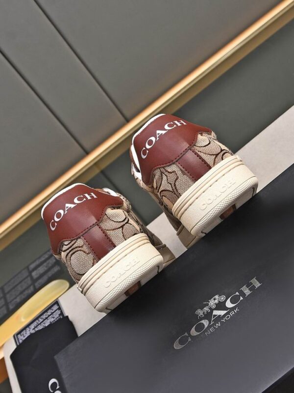 Coach Low-Top Monogram Sneakers in Brown and Beige - Image 5