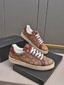 Coach Low-Top Monogram Sneakers in Brown and Beige