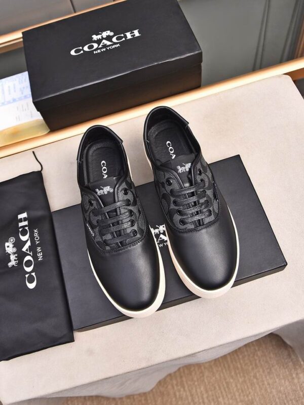 Coach Low-Top Monogram Sneakers in Grey and Beige - Image 2