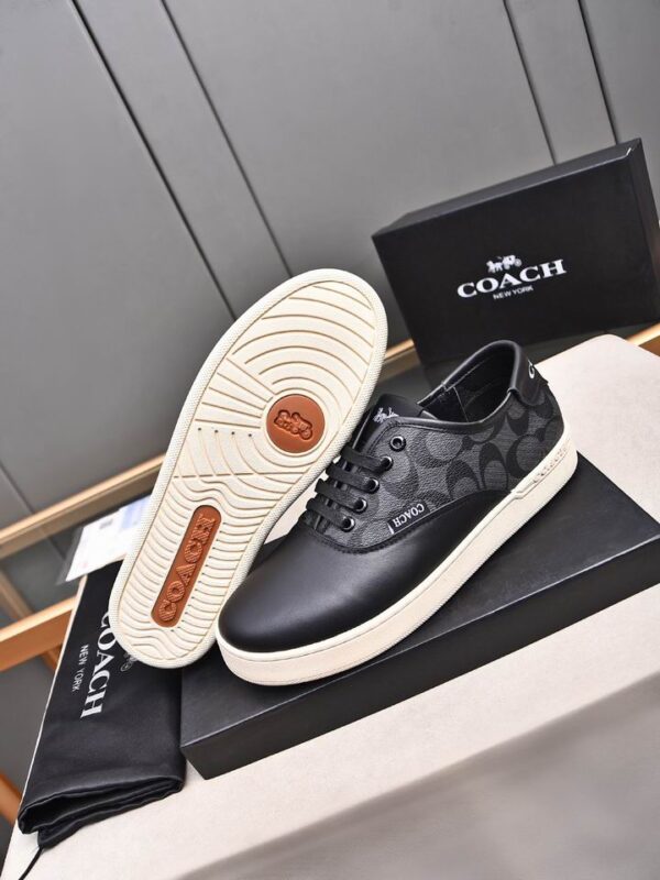 Coach Low-Top Monogram Sneakers in Grey and Beige - Image 6