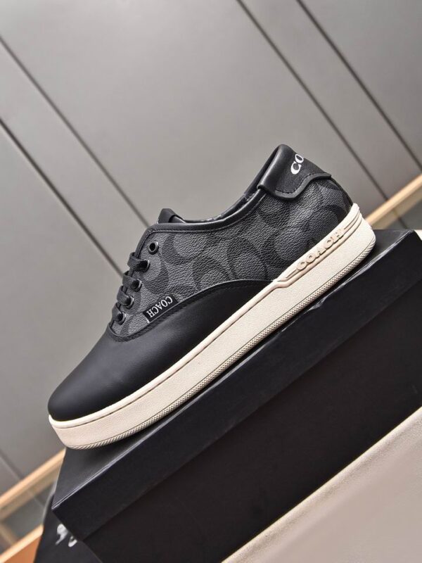 Coach Low-Top Monogram Sneakers in Grey and Beige