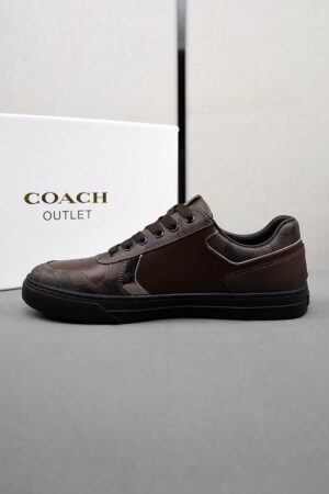 Coach Low-Top Monogram Sneakers in Navy Blue and Grey