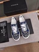 Coach Low-Top Monogram Sneakers in Navy Blue and Grey