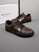 Coach Low-Top Monogram Sneakers in Navy Blue and Grey