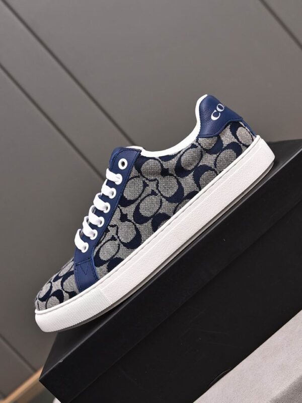 Coach Low-Top Monogram Sneakers in Navy Blue and Grey