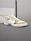 Coach Low-Top Monogram Sneakers in White and Gold