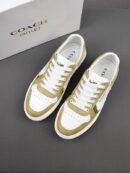 Coach Low-Top Monogram Sneakers in White and Gold