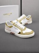 Coach Low-Top Monogram Sneakers in White and Gold