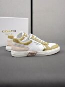Coach Low-Top Monogram Sneakers in White and Gold