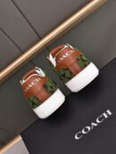 Coach Low-Top Monogram Sneakers with Brown Leather Accents
