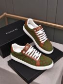 Coach Low-Top Monogram Sneakers with Brown Leather Accents