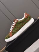 Coach Low-Top Monogram Sneakers with Brown Leather Accents