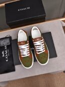 Coach Low-Top Monogram Sneakers with Brown Leather Accents