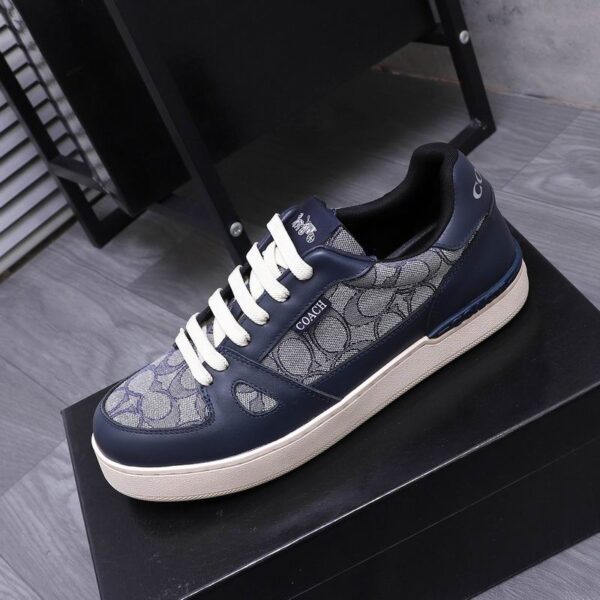 Coach Low-Top Monogram Sneakers in Navy Blue & Grey