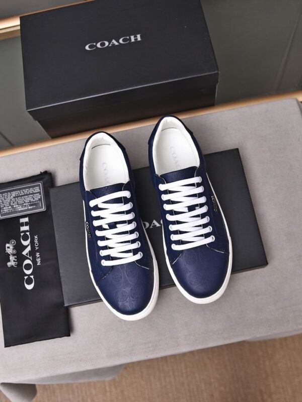 Coach Navy Blue Leather Low-Top Sneakers - Image 2
