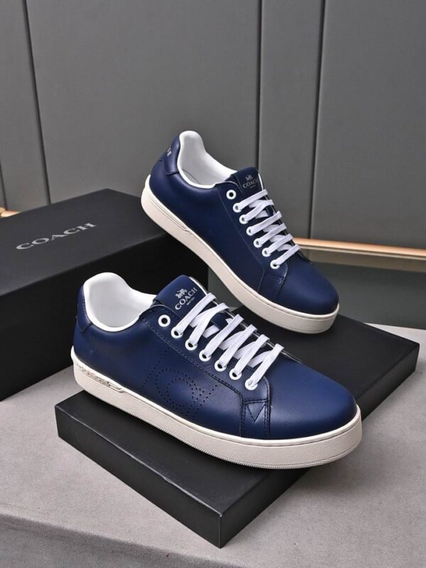 Coach Navy Blue Leather Low-Top Sneakers - Image 4