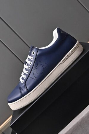 Coach Navy Blue Leather Low-Top Sneakers