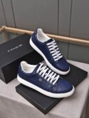 Coach Navy Blue Leather Low-Top Sneakers