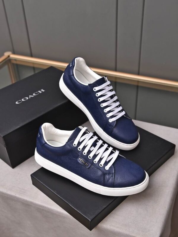 Coach Navy Blue Leather Low-Top Sneakers - Image 4