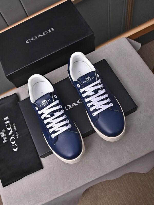 Coach Navy Blue Leather Low-Top Sneakers - Image 2