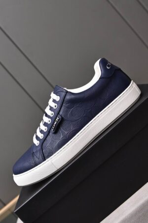 Coach Navy Blue Leather Low-Top Sneakers