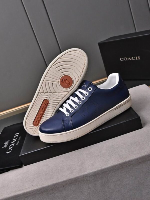 Coach Navy Blue Leather Low-Top Sneakers - Image 6