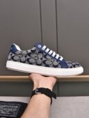 Coach Navy Blue Monogram Low-Top Sneakers