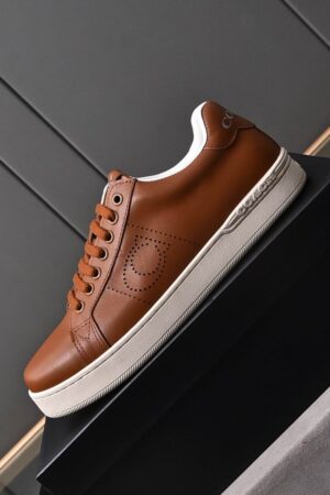 Coach Tan Leather Low-Top Sneakers