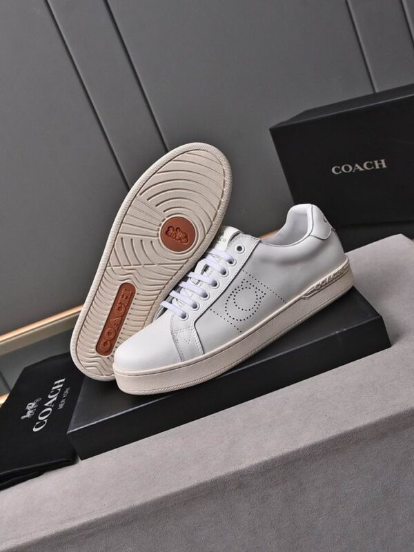 Coach White Leather Low-Top Sneakers - Image 6