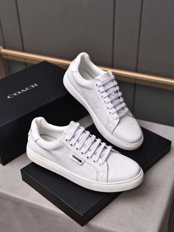 Coach White Leather Low-Top Sneakers - Image 4