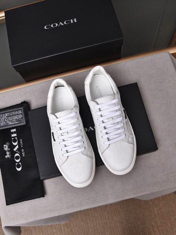 Coach White Leather Low-Top Sneakers - Image 2