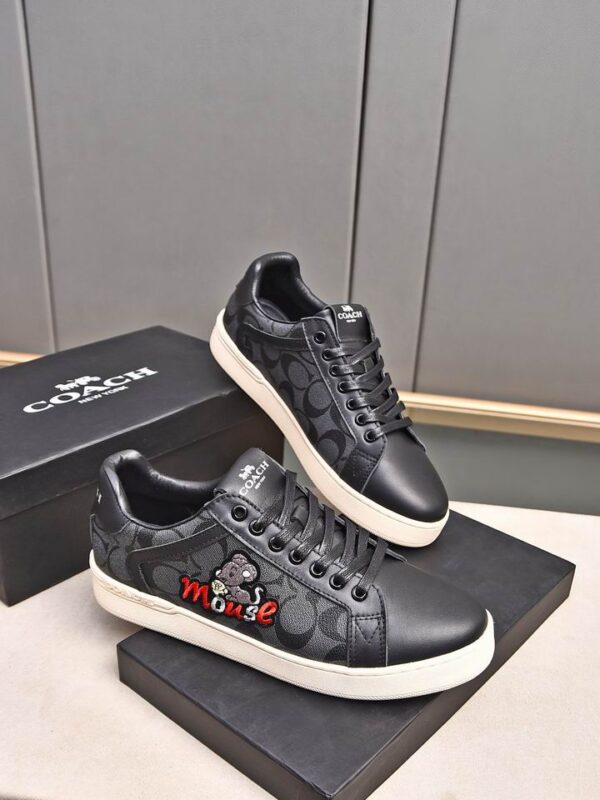 Coach X Disney Black Leather Low-Top Sneakers - Image 4