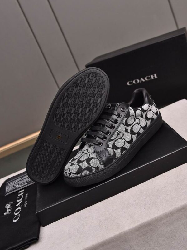 Coach Low-Top Monogram Sneakers in Black and Grey - Image 6