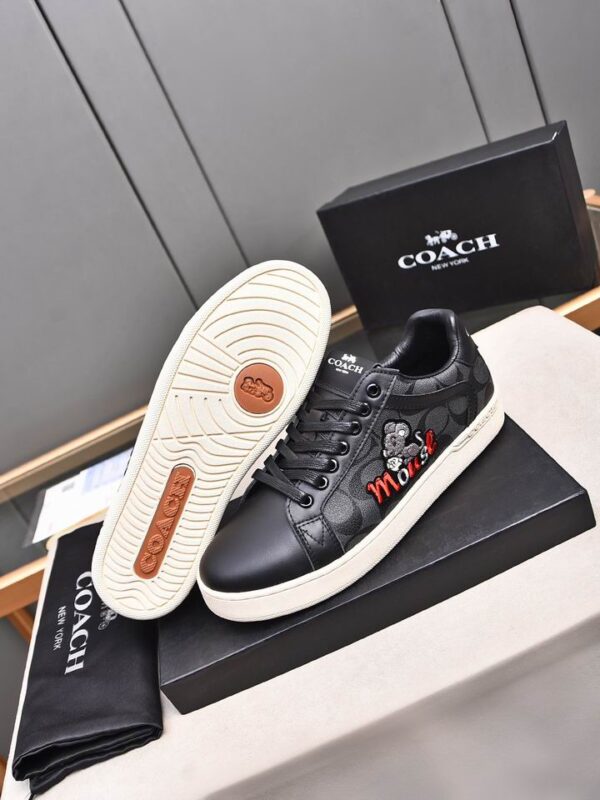 Coach X Disney Black Leather Low-Top Sneakers - Image 6