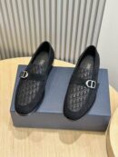 Dior Black Leather Monogram Penny Loafers